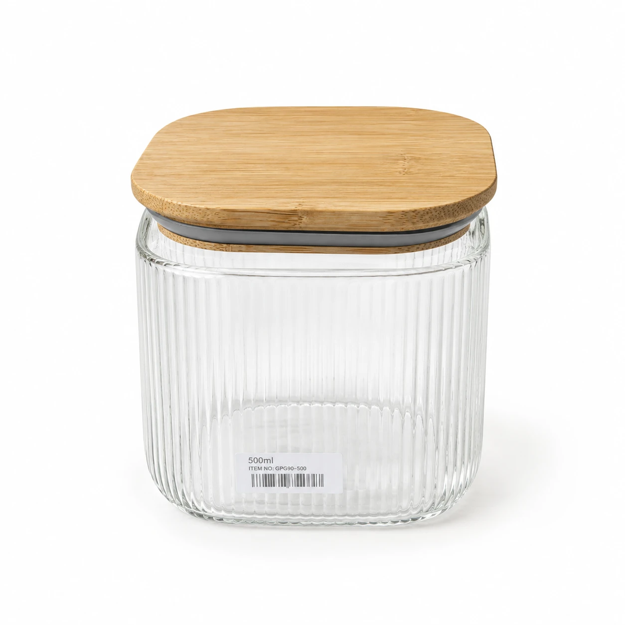 500ml Fluted Glass Storage Jar with Airtight Bamboo Lid
